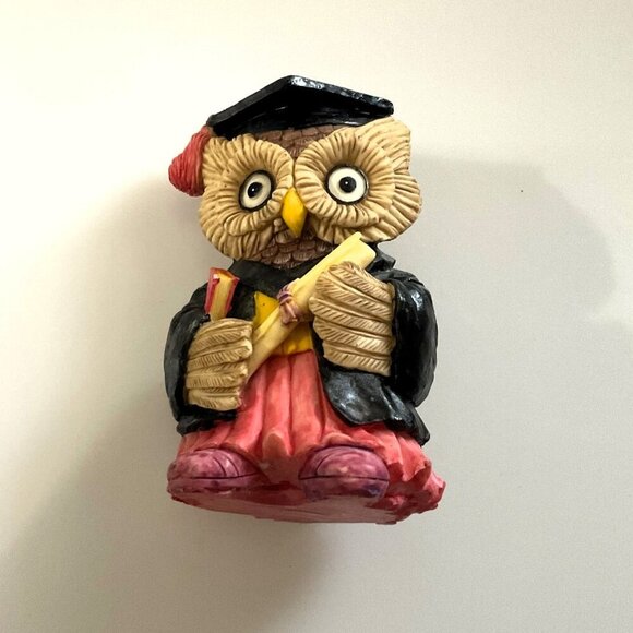 GRADUATION OWL FIGURINE UNIQUE VINTAGE - Picture 9 of 10